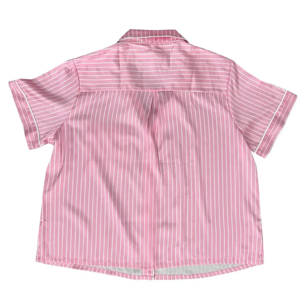 Stars Above Pink White Pinstripe Satin PJ Pajama Shorts Top Set size XXL NEW Tag - Picture 3 of 14